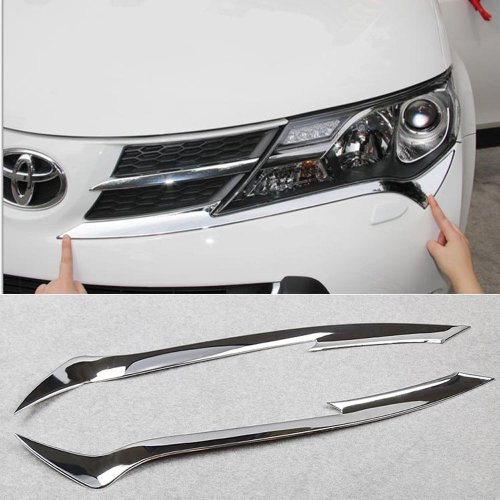 Chrome Headlight front light lamp cover Bezel Trim for Toyota rav4 2013 2014