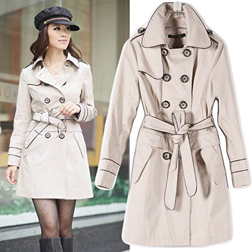 即納☆春物レディース コート モダンスタイリッシュ快適なダブルコート2WAY　ロングトレンチコート　おしゃれ　細身効果拔群