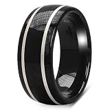 8MM Dome Men's Black Tungsten Carbide Ring Wedding Band