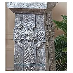 medieval Pedestal gothic celtic cross design sculptural decor side end table (The Digital Angel)