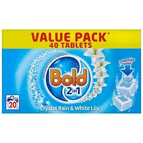Bold Crystal Rain Laundry Detergent Tablets 20 Washes (Pack of 4)