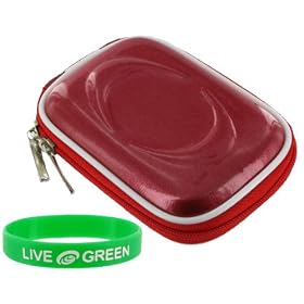 Hard Shell Carrying Case (Candy Red) for Olympus FE-47 14 MP Digital Camera Black