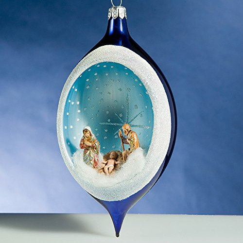 De Carlini Blue Glass Drop Nativity Creche Italian Glass Christmas Ornament De Carlini Blue Glass Drop Nativity Creche Italian Glass Christmas Ornament