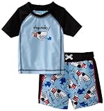 Baby Bunz Boys Infant Pirate Shark Rashguard Top With Swimtrunk