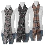 Oh My Cashmere Plaid Luxury Cashmere Blend Fringed Scarf