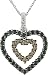 14K White Gold 7/8 ctw Multi-Color Diamond Double Heart Pendant