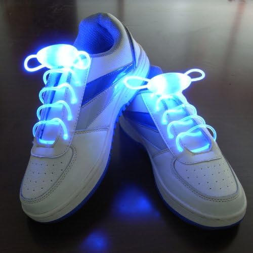 BluWhale LED Shoelaces Light Up Shoe Laces with 3 Modes in 5 Colors Disco Flash Lighting the Night for Party Hip-hop Dancing Cycling Hiking Skating -type B (Blue)