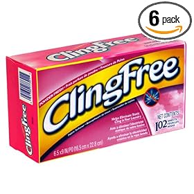 ClingFree Fabric Softener Sheets, Powder Fresh, 102-Count Boxes (Pack of 6)