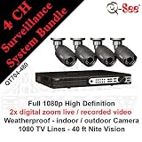 Q-SEE QT704-480 4 Channel DVR1080p Resolution and 4 Weatherproof 40FT Night Vision Camera