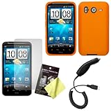 Orange Silicone Skin / Case / Cover, LCD Screen Guard / Protector & Car Cha ....