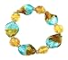 Bracelet - B64 - Murano Style Glass - Twists - Stretch ~ Aqua, Gold and Brown