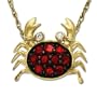 14k Yellow Gold Ruby and Diamond Crab Pendant, 18"