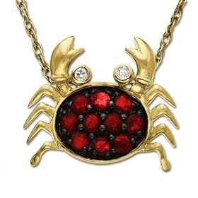 14k Yellow Gold Ruby and Diamond Crab Pendant, 18 by Amazon.com Collection