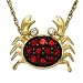 14k Yellow Gold Ruby and Diamond Crab Pendant, 18
