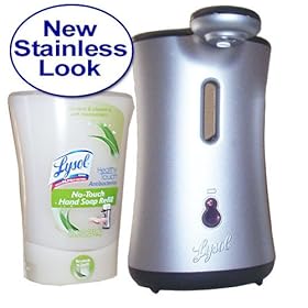  Lysol No-Touch Hand Soap System 1 Kit, Stainless Look, Aloe Vera & Vitamin E With Moisturizers Scent