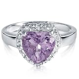 FOJOs Diamonds in Silver Genuine Amethyst Heart Ring (.10 ct. tw.)