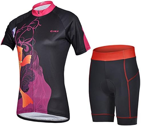 Women's Quick-Dry Cool Short Sleeve Cycling Jersey 3D Padded Short Set Devil Style (Color BlackRed Size XL)