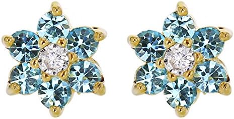18k Gold Plated Flower Baby Earrings Screw Back Kids 5mm