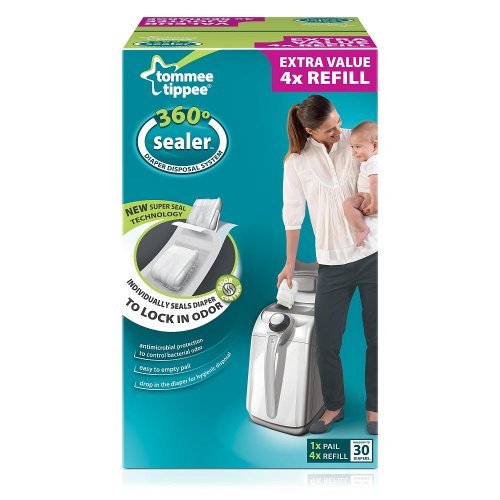 Tommee Tippee 360 Sealer Diaper Disposal System Includes 4X Refill On Sale