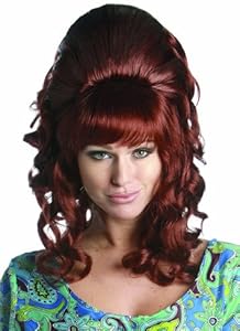 Red Bouffant 60s 70s Retro Updo Halloween Costume Wig Adult