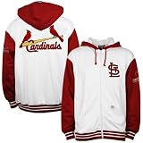 St Louis Cardinals White Felt Applique Full Zip Hoody Sweatshirt