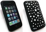 EMARTBUY APPLE IPHONE 3G/3GS SILICON CASE/COVER/SKIN BLACK STARS + SCREEN PROTECTOR