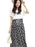 【TPGROWIN】 マタニティ ウェア ワンピース ドレス 花柄 ボヘミアン風 授乳口付き 森ガール 外出着 妊婦服 産前 産後 授乳服 (L, ネイビー)