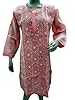 Peach Tunic Floral Embroidered All Over Cotton Kurta Dress Small Size