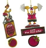Review Kurt Adler  / Set of 2 Spin For Your Life & Lift For Your Life Exercise Christmas Ornaments