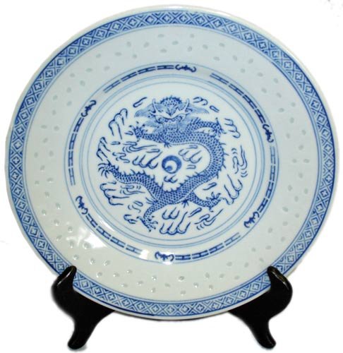 10 Pc CHINESE RICE PATTERN (5 PLATES / 5 SAUCE DISHES)