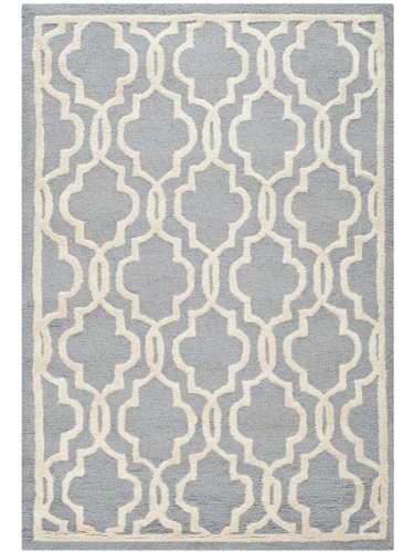 Safavieh Cambridge Collection CAM131D Handmade Wool Area Rug, 8 by 10-Feet, Silver and Ivory On Sale