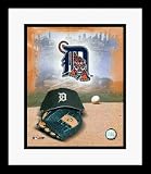 Detroit Tigers MLB Team Logo and Baseball Cap Collage Framed 8 x 10 Photograph