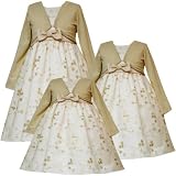 Rare Editions Baby/Infant Girls 12M-24M 3-Piece IVORY GOLD SEQUIN EMBROIDERED MESH OVERLAY Special Occasion Flower Girl Party Dress-12M RRE-41340H-H141340