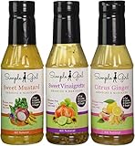 Simple Girl Salad Dressing-3 Bottle Pack- Sweet Vinaigrette, Sweet Mustard and Citrus Ginger (Sugar Free Dressings, No Carb Dressings, Fat Free Dressings, Diabetic Dressings, Gluten Free Dressings, Vegan Salad Dressing, Vegetarian Dressing)