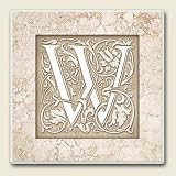 AbsorbaStone Coaster set~ Monogram Initial W ~ 4 Tile Drink Coasters ~ code 592