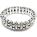 Faceted crystal rhinestone stretch bracelet 8" silver