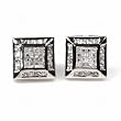 Men's Sterling Silver Earrings with Clear CZ - Square - 12 mm