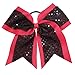 CN Girls Sequin Cheer Bow for Cheerleader Hair Bow with Ponytail Holder