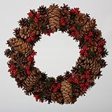 20 In the Birches Mixed Pine Cone with Red Berries Artificial Christmas Wreath
