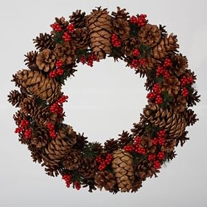 20" Pine Cone with Red Berries Artificial Christmas Wreath 