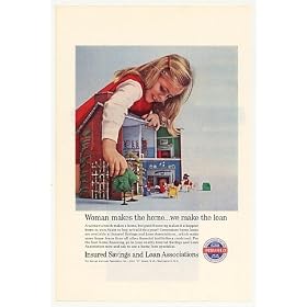 1963 Woman Makes Home Savings & Loan Girl Dollhouse Print Ad