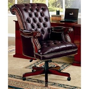 Coaster Traditional Executive Leather Office Chair, Nail head Trim Tufted Back Coaster Traditional Executive Leather Office Chair, Nail head Trim Tufted Back