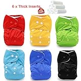iZiv新生児6厚いおむつ付きオーガニック幼児防水/調整/再利用可能/洗えるポケット布おむつのフィット赤ちゃん0.5-3歳（カラー 2）