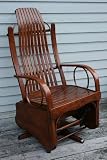AmishRoundArmCherryWoodSwivelGlider(Micheal'sStain)