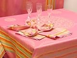 NAPPE ANTI-TACHES CARREE 150*150 cm AMOUR ROSE Jacquard Fil Teint