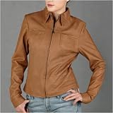 BGSD Women's Washed New Zealand Lambskin Leather Shirt Jacket