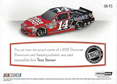 AUTOGRAPHED Tony Stewart 2012 Press Pass Showcase SHOWROOM (Race-Used Sheetmetal) Memorabilia Relic Insert NASCAR Collectible Trading Card with COA (#90 of only 99 produced!)