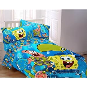 Spongebob Patrick Bedding Set Comforter and Sheets 4 Pc Bed in a Bag