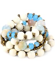 Sparkling Sage "Boho" Turquoise Color Bead and Chain Elastic Bracelets