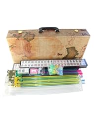 Toy: American Mahjong Set in World Map Case with 18" Set of 4 Pushers, 166 Tiles(Mah Jong mah Jongg Mahjongg) - KTI